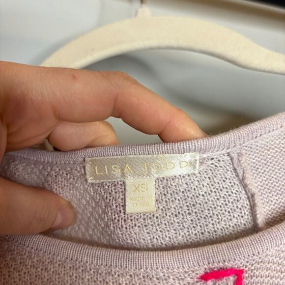 Lisa Todd Cotton Asymmetric Pink Stitched Sweater - Picture 2 of 10